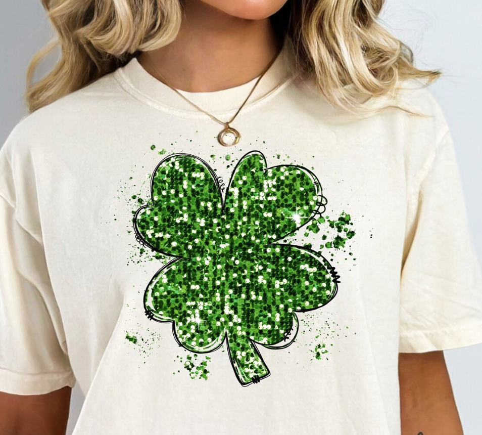 Faux Sequence Clover- Full Color Heat Transfer