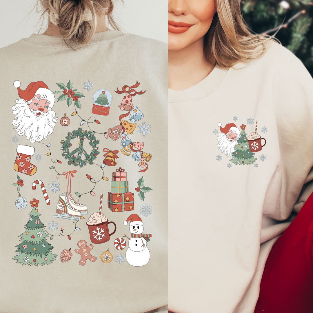Retro Christmas  Front and Back - Full Color Transfer