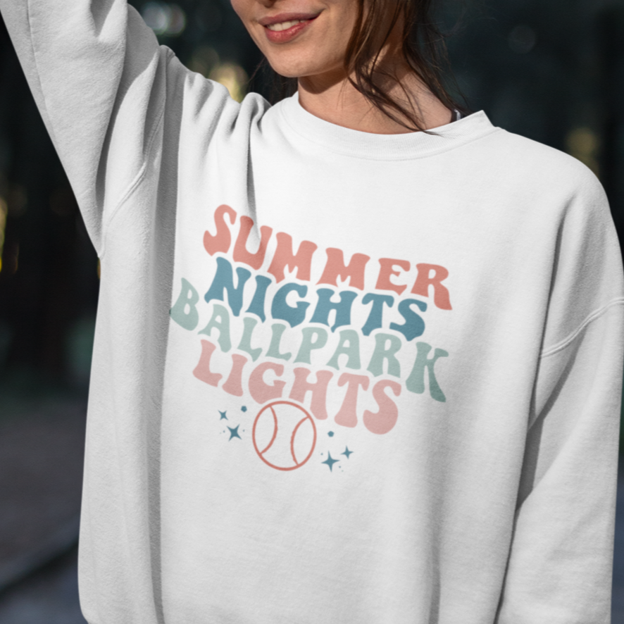 Summer Nights Ballpark Lights  - Full Color Heat Transfer
